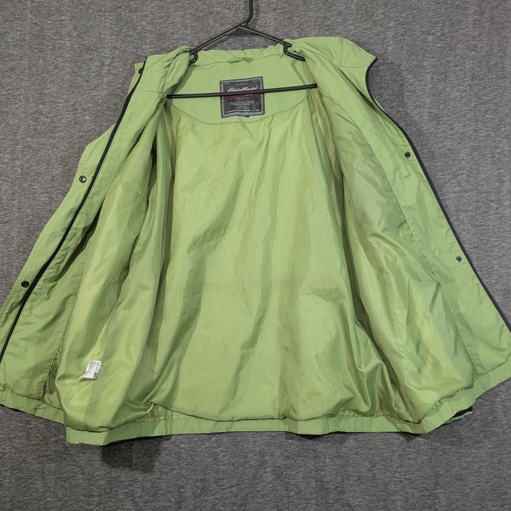 Eddie Bauer WeatherEdge Lime Green Hooded Zip Up Raincoat Womens Size XL - Picture 3 of 12